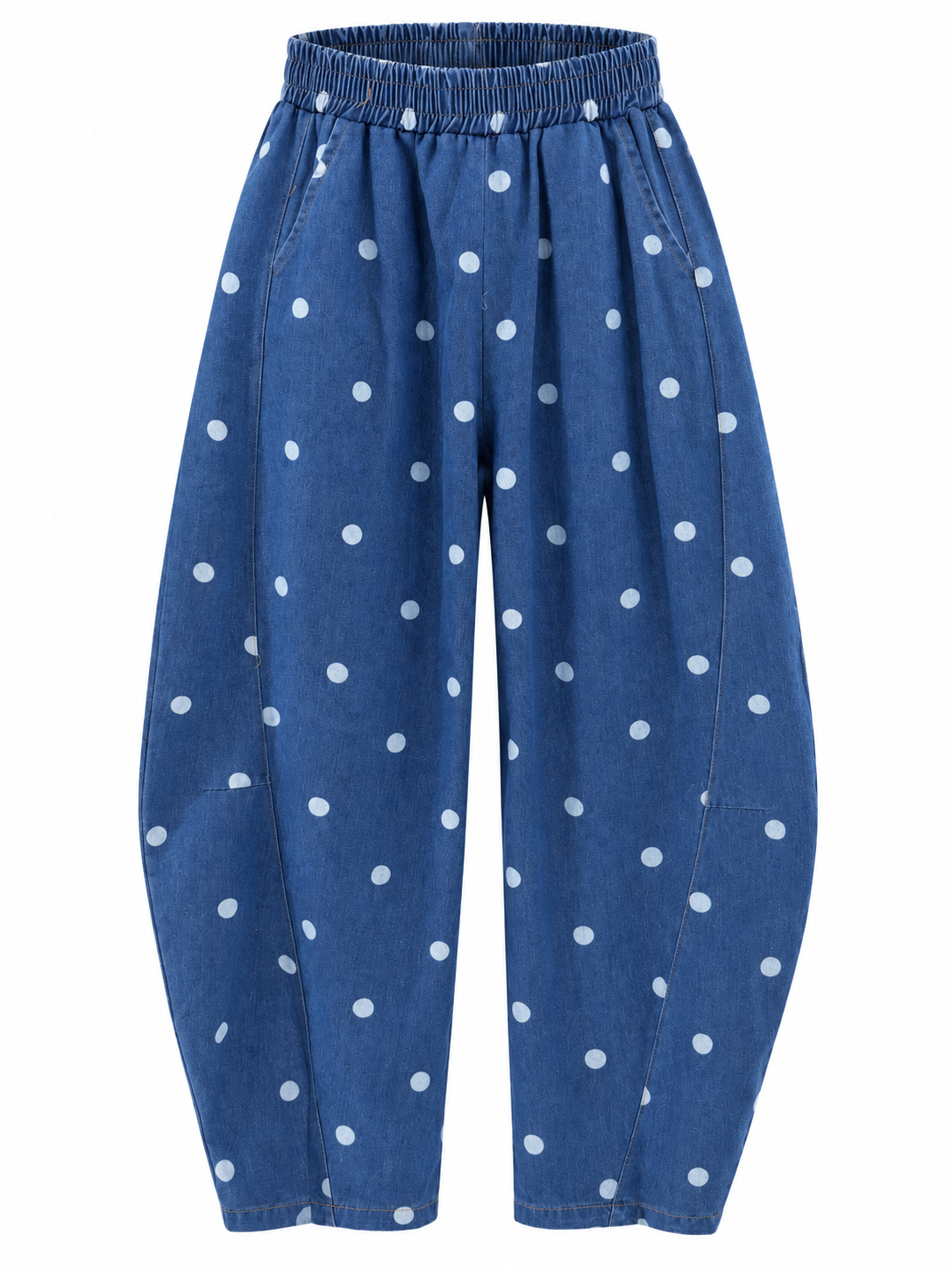 Polka Barrel Denim Pants