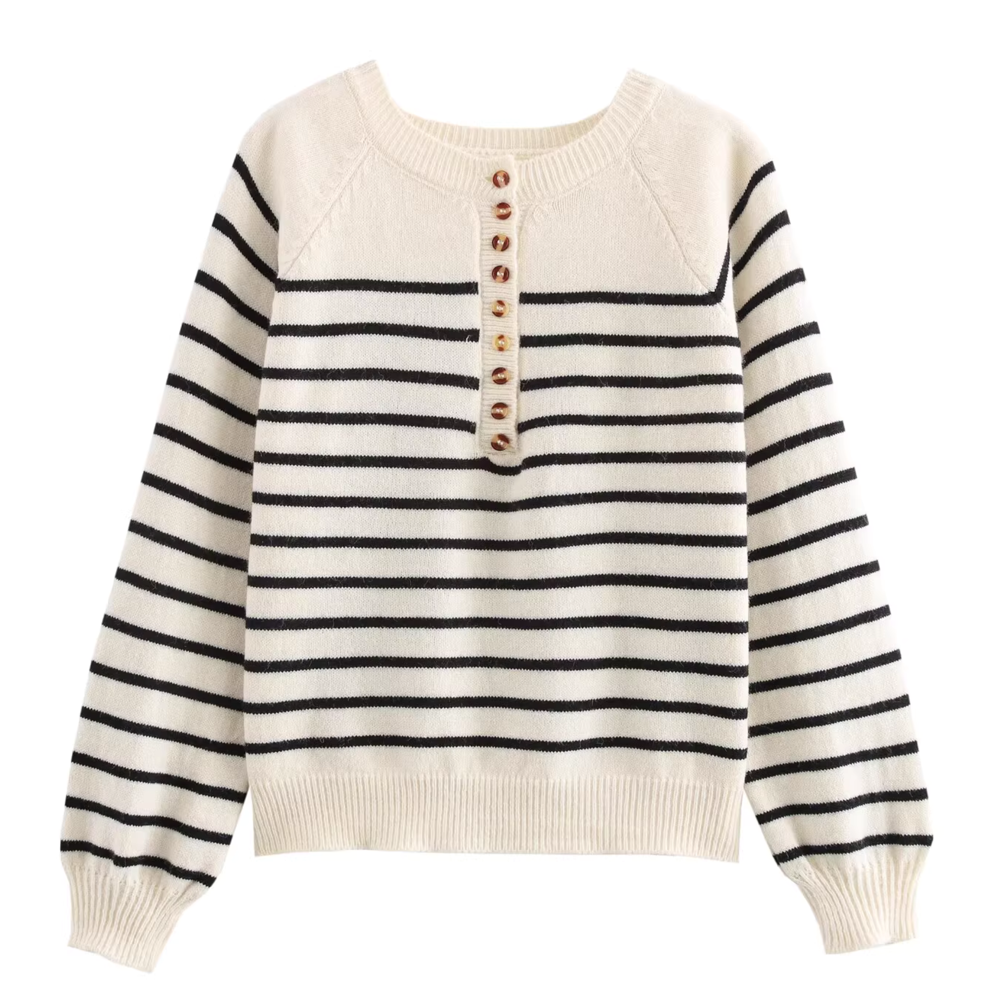 Pre-Order Knit Sweater Button Stripe Long Sleeve