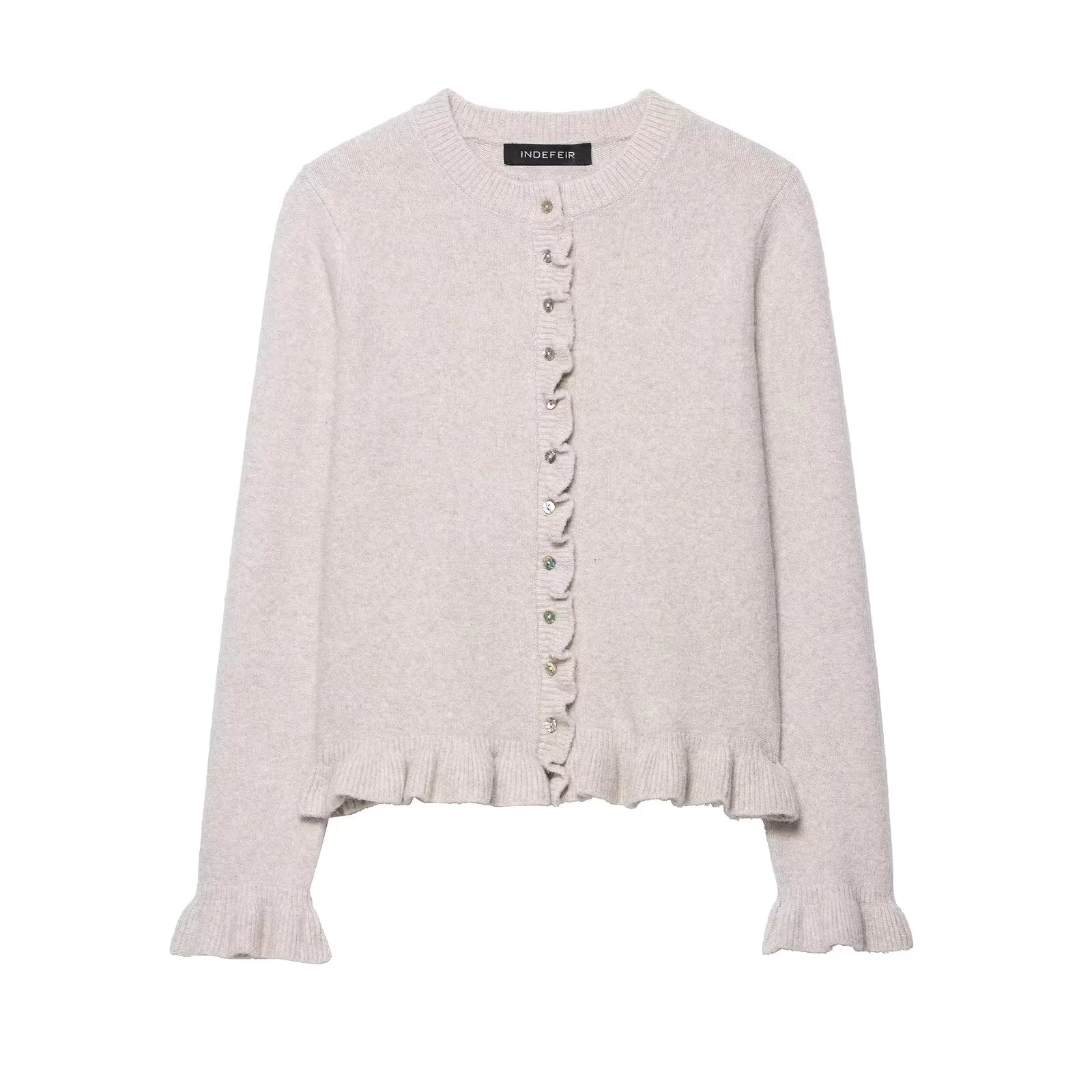 Pre-Order Knit Jacket Button Ruffle