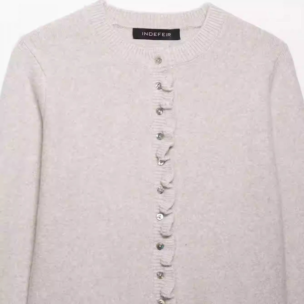 Pre-Order Knit Jacket Button Ruffle