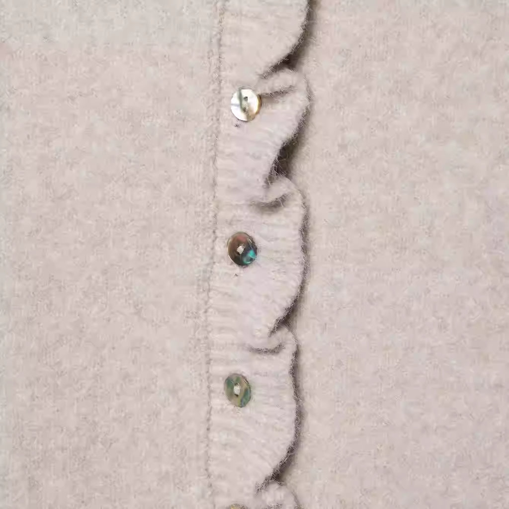 Pre-Order Knit Jacket Button Ruffle
