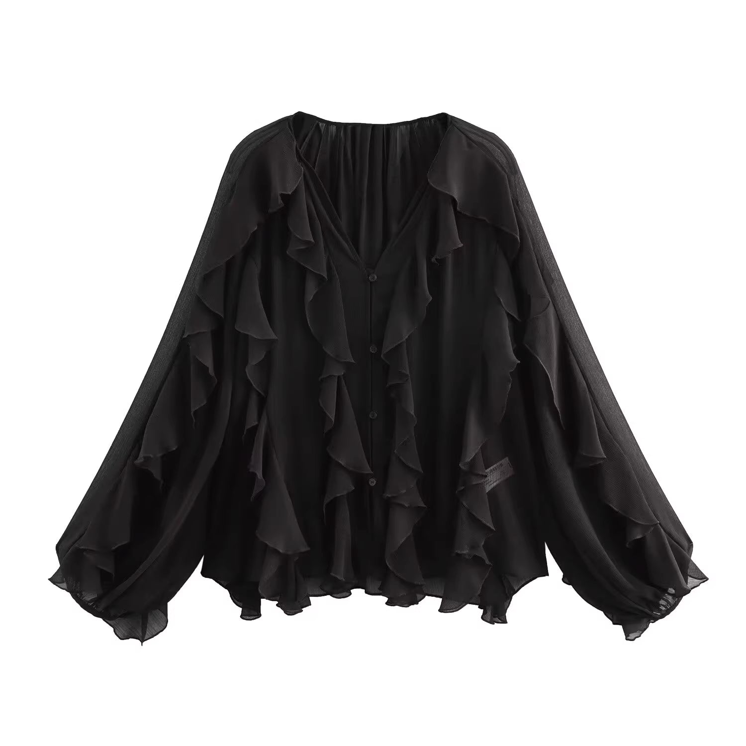 Pre-Order Ruffle Layered V-Neck Long Sleeve