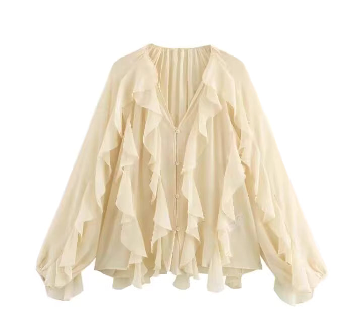 Pre-Order Ruffle Layered V-Neck Long Sleeve