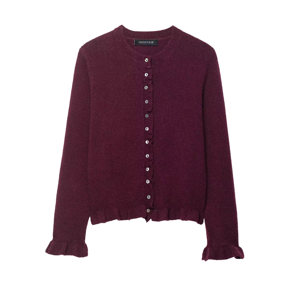 Pre-Order Knit Jacket Button Ruffle