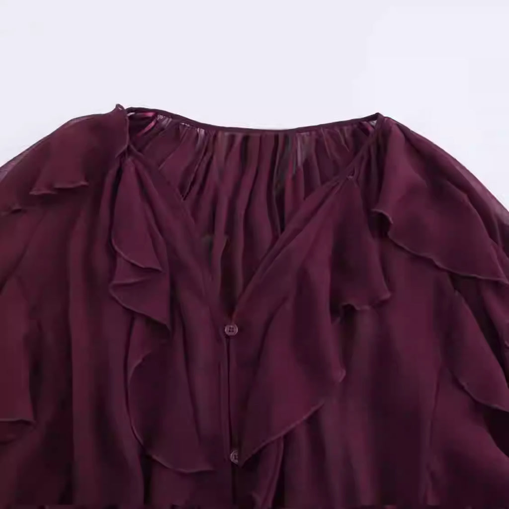 Pre-Order Ruffle Layered V-Neck Long Sleeve